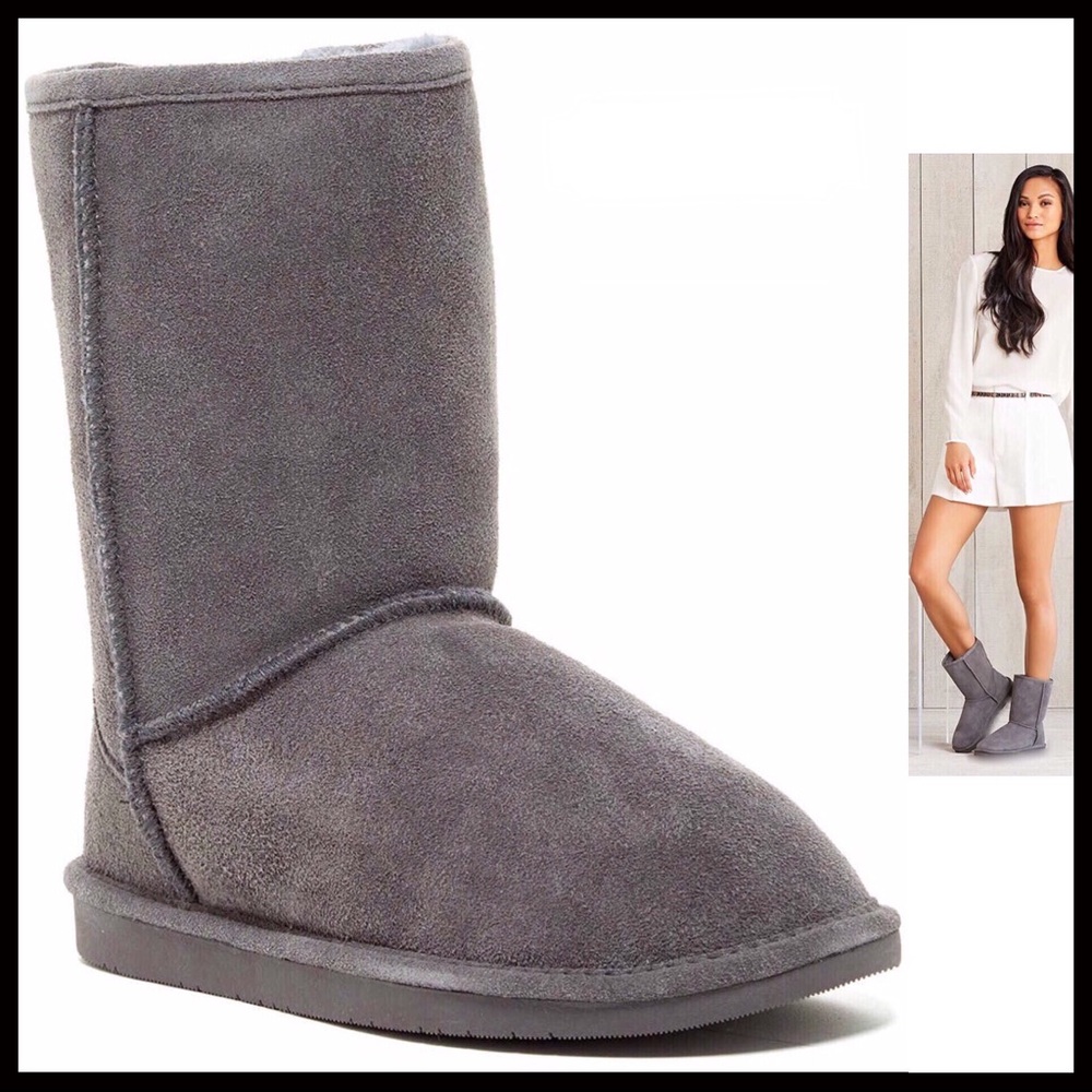 GREY SUEDE SHEARLING LINED BOOTS ANKLE BOOTIES - Picture 8 of 8